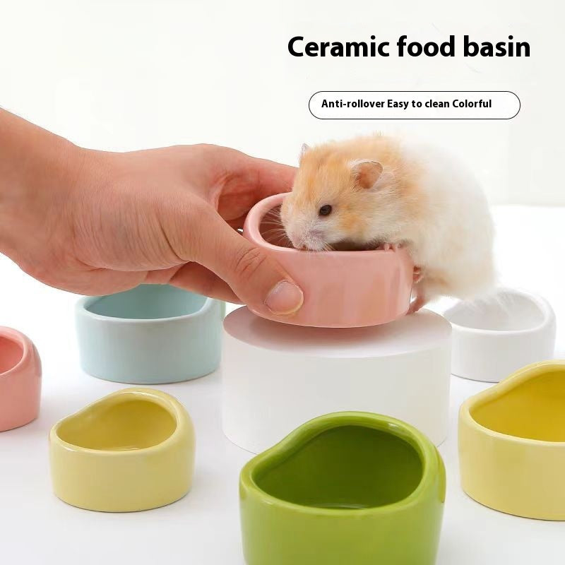 Ceramic Hamster Food Bowl – Anti-Tip Small Pet Feeding Dish