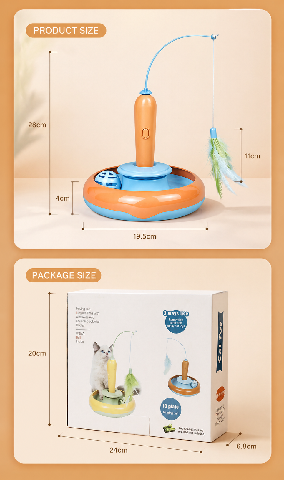 2-in-1 Interactive Cat Toy – Spinning Track & Feather Teaser