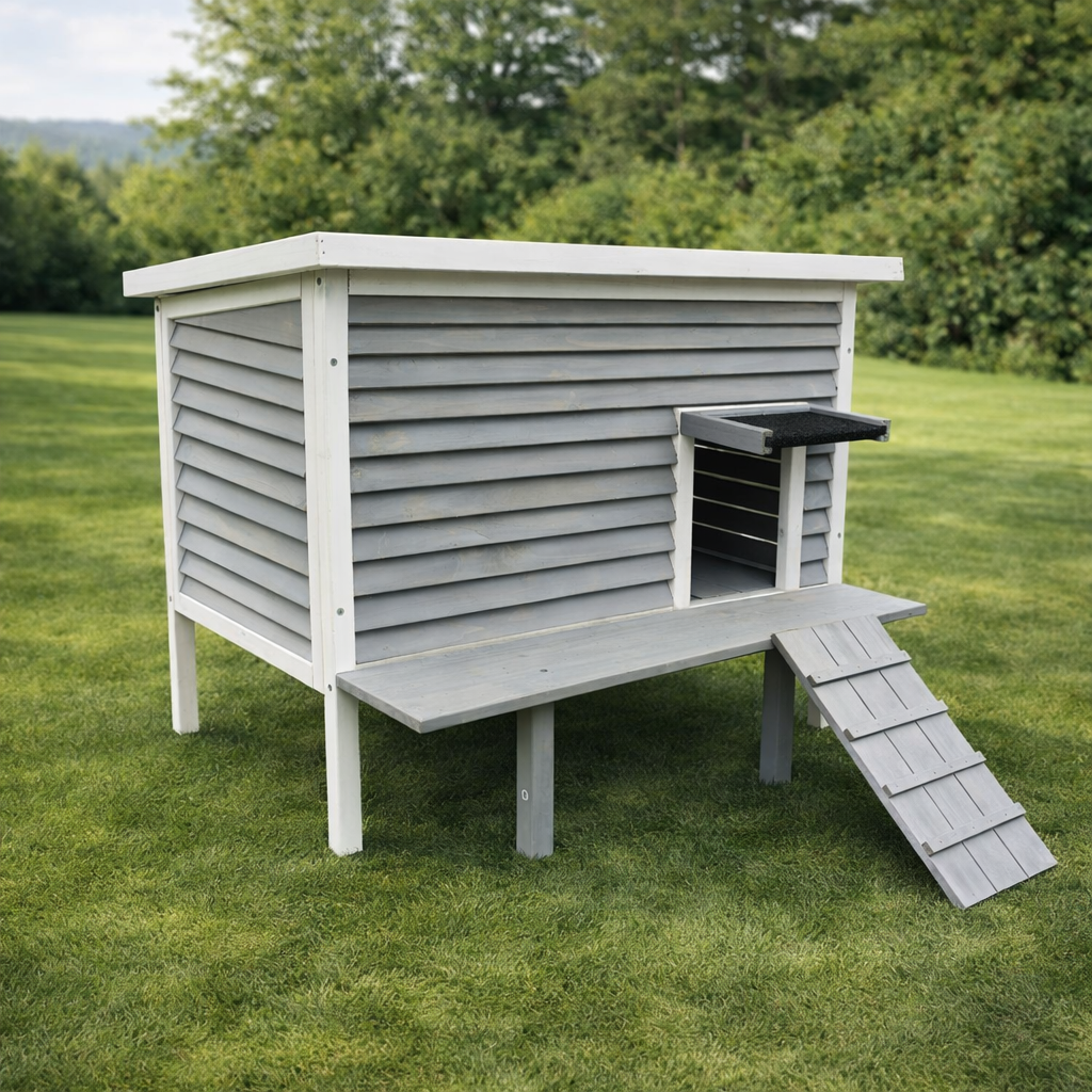 Outdoor Rabbit Hutch with Ramp / Bunny Bungalow