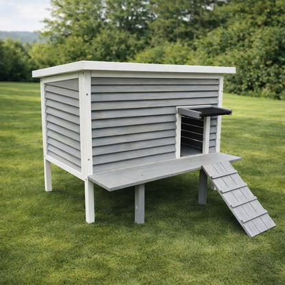 Outdoor Rabbit Hutch with Ramp / Bunny Bungalow
