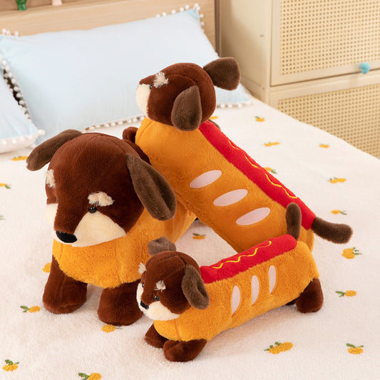 Cute Hot Dog Dachshund Plush Dog Toy – Soft Sausage Puppy Pillow Toy for Dachshund Lovers (40cm / 50cm / 70cm)
