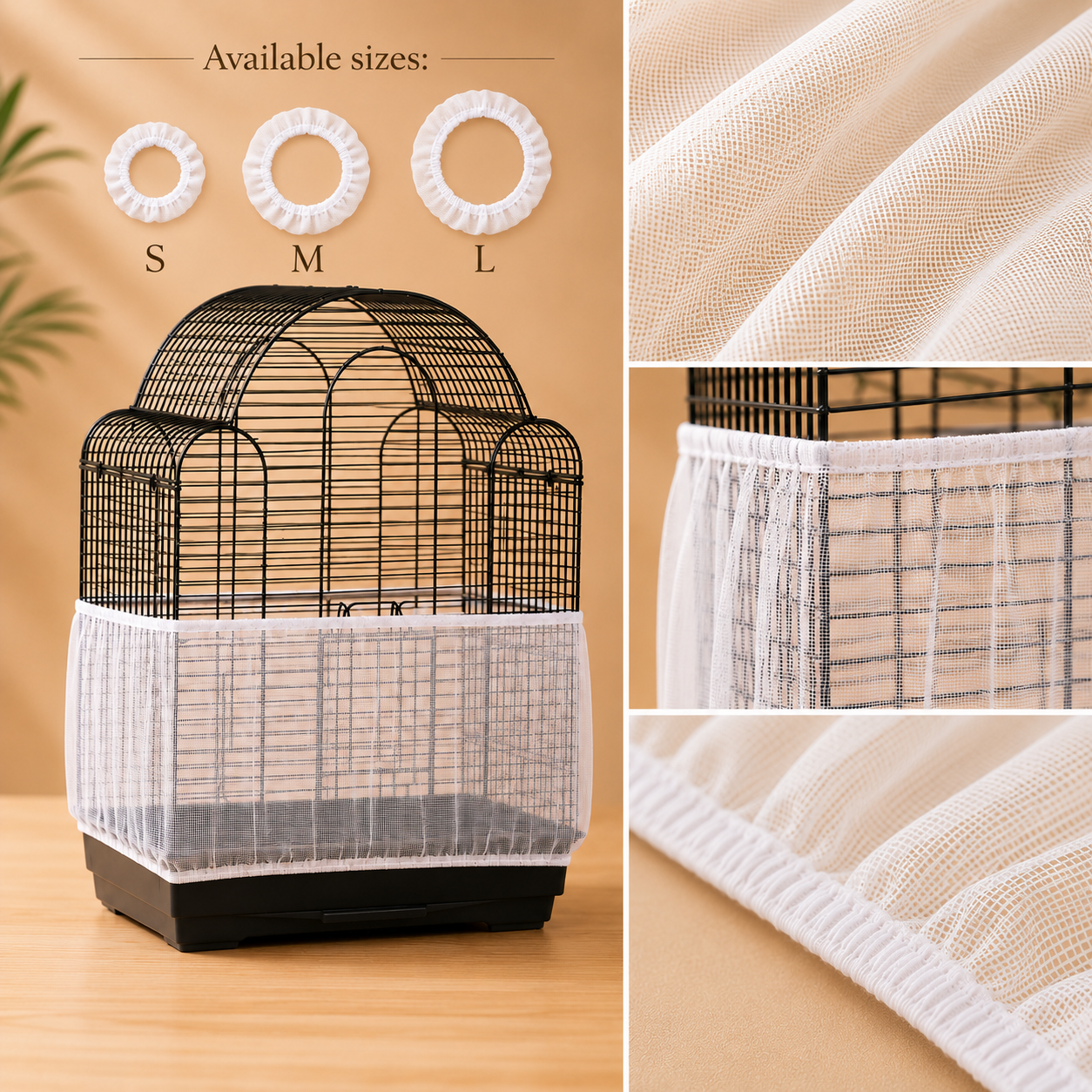 Mesh Bird Cage Seed & Dust Guard Cover