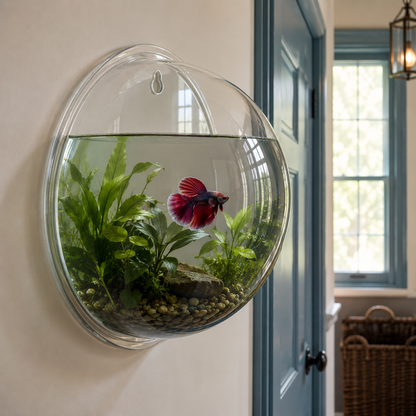 Wall-Mounted Hanging Fish Bowl – Acrylic Display Aquarium