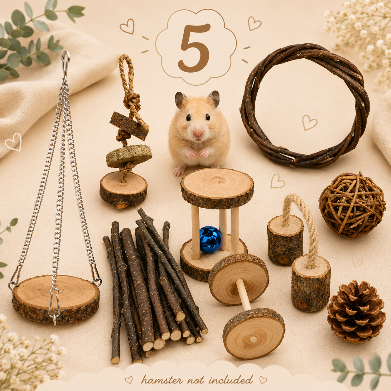 Hamster Playtime Toy Set – Natural Chew Toys