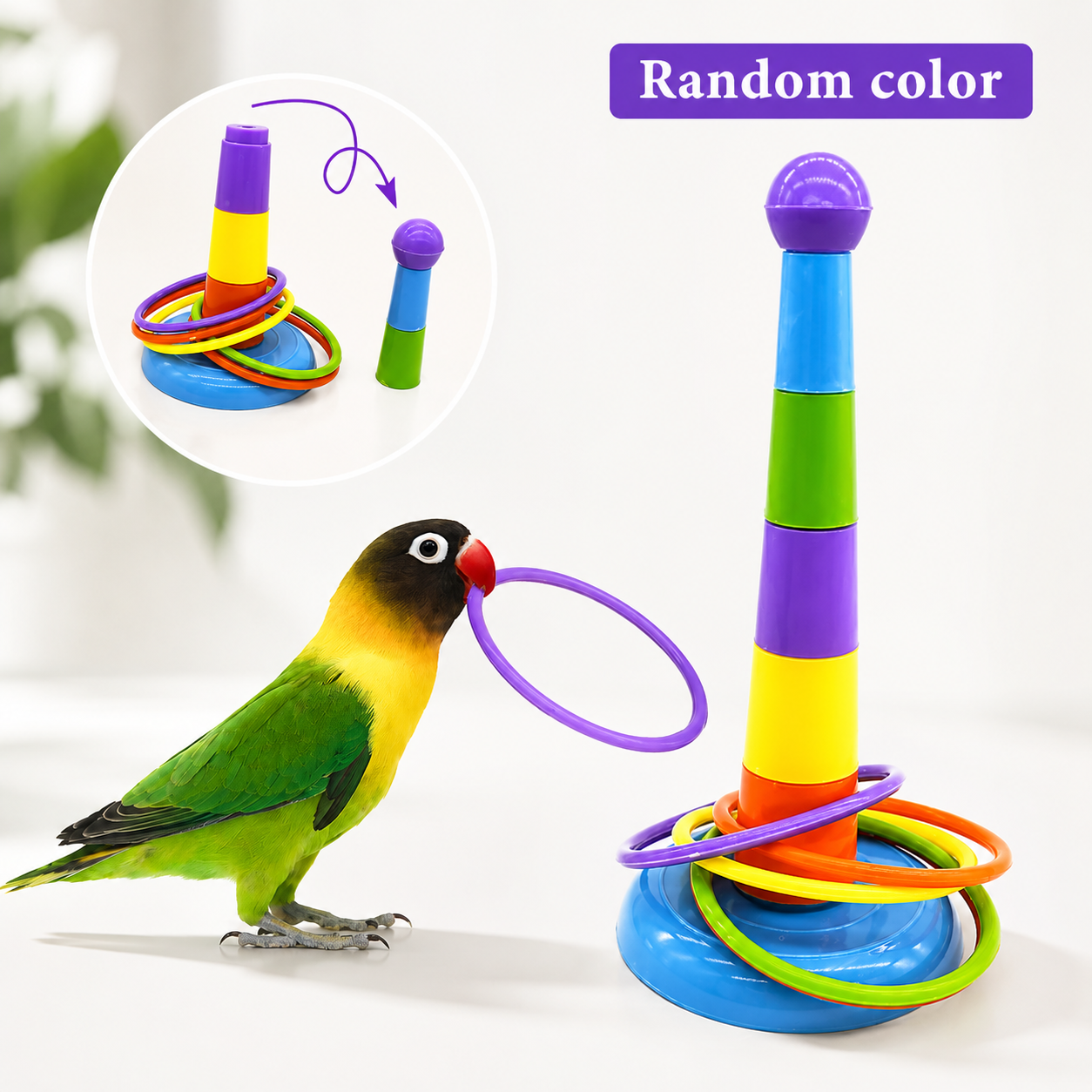 Adjustable Bird Ring Toss Training Toy