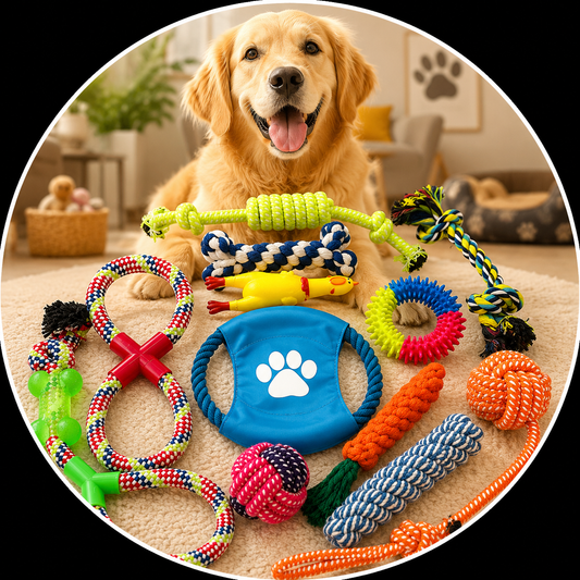 12-Piece Dog Toy Bundle – Durable Rope & Chew Toys Set for Teeth Cleaning & Play
