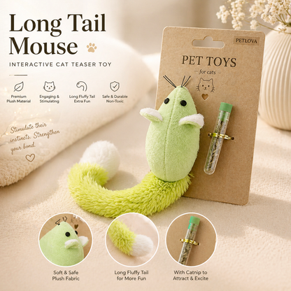 Cat Teaser Mouse Toy with Long Tail