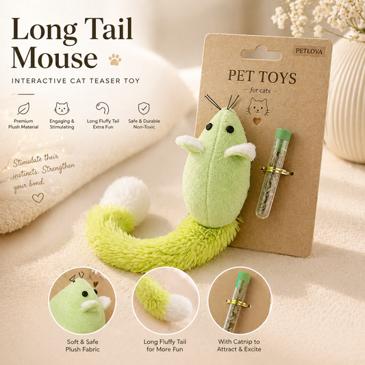 Cat Teaser Mouse Toy with Long Tail