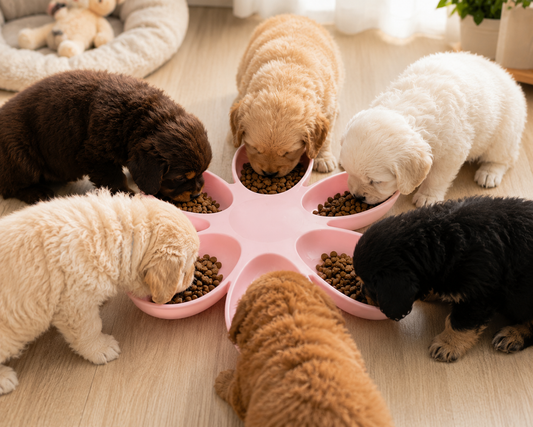 Multi-Section Cute Feeding Dish - Adorable Flower Pet Bowl for Puppies or Kittens