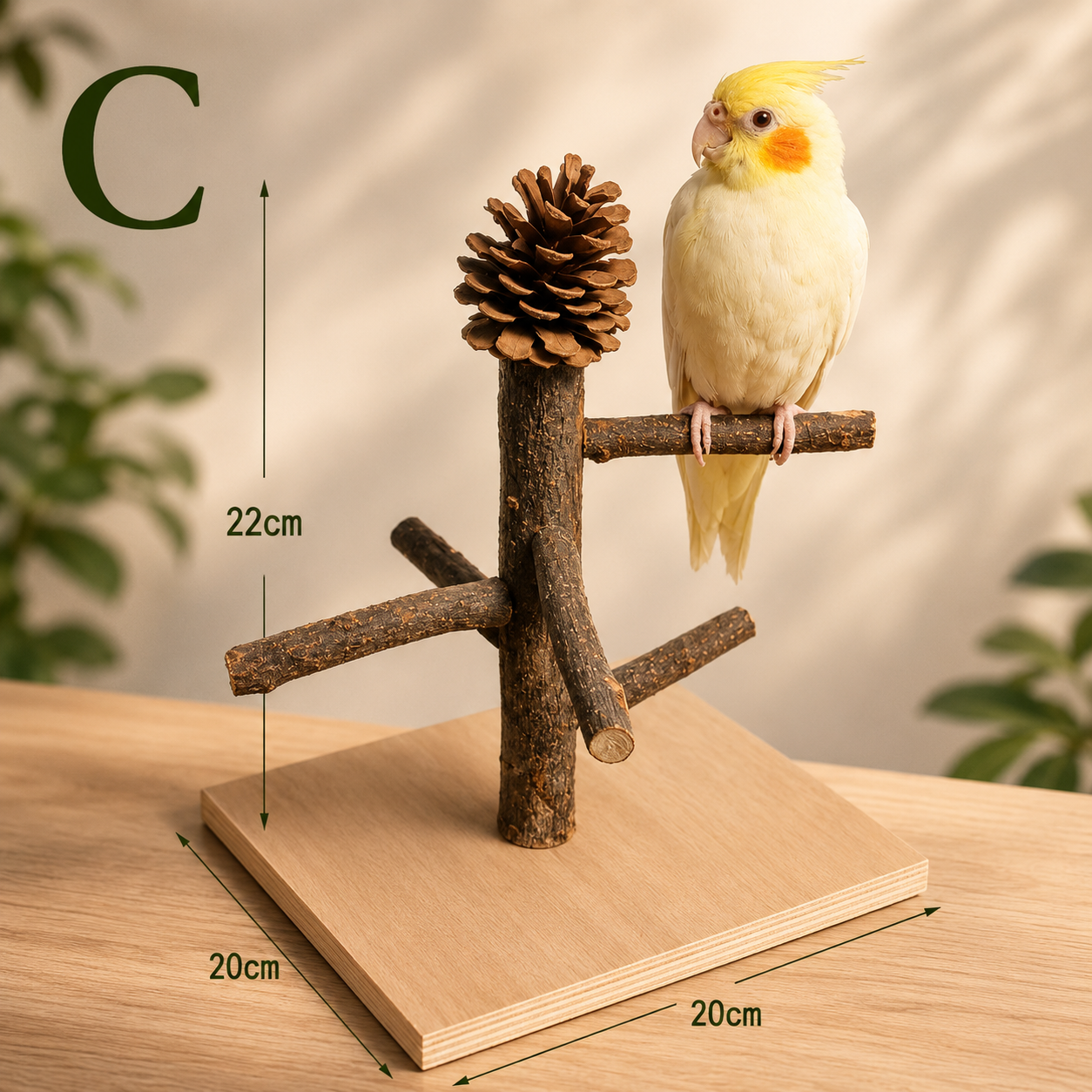 Natural Wood Bird Stand – Parrot Perch Playground (A–F Styles)