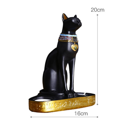 Exotic Egyptian Cat Candle Holder Statue