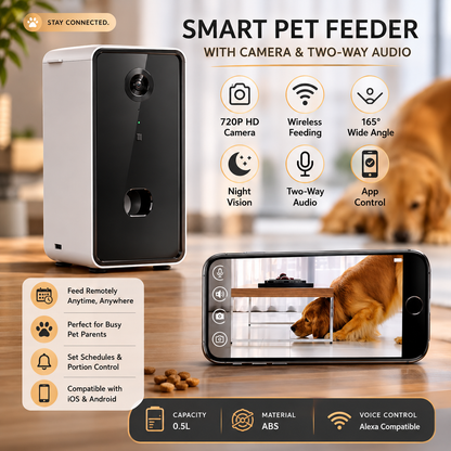 Automatic Pet Feeder with Camera & Two-Way Audio