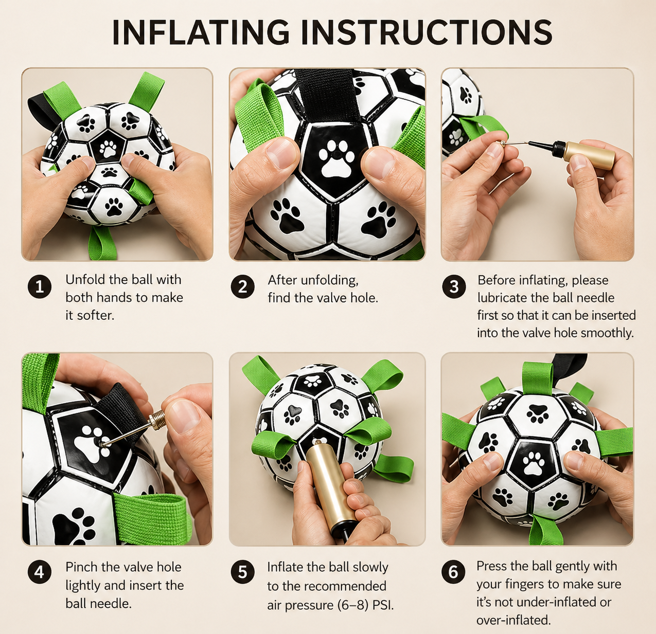 Interactive Dog Soccer Ball with Grab Tabs