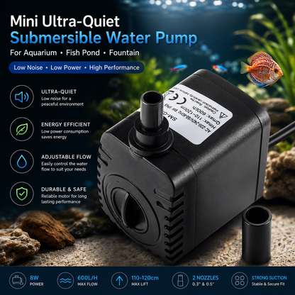 Quiet Aquarium Water Pump – Adjustable Flow Submersible Pump