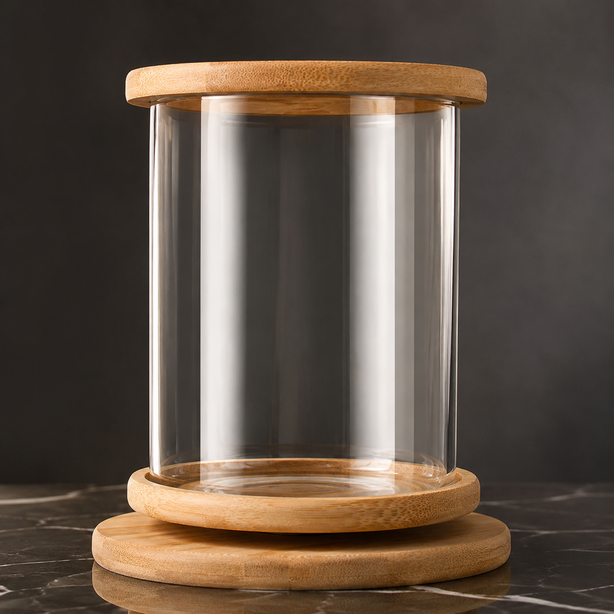 Mini Bamboo Glass Betta Fish Tank – Desktop Aquarium Bowl