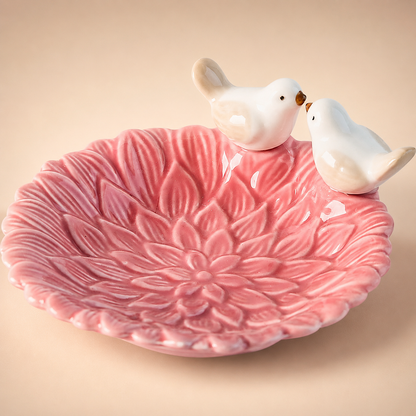 Pink Bird Ceramic Trinket Tray