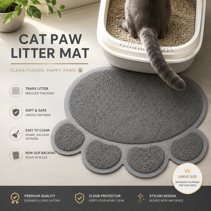 Large Cat Paw Litter Mat – Anti-Tracking, Easy-Clean Floor Protector