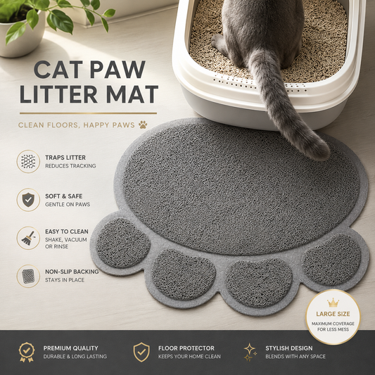 Large Cat Paw Litter Mat – Anti-Tracking, Easy-Clean Floor Protector