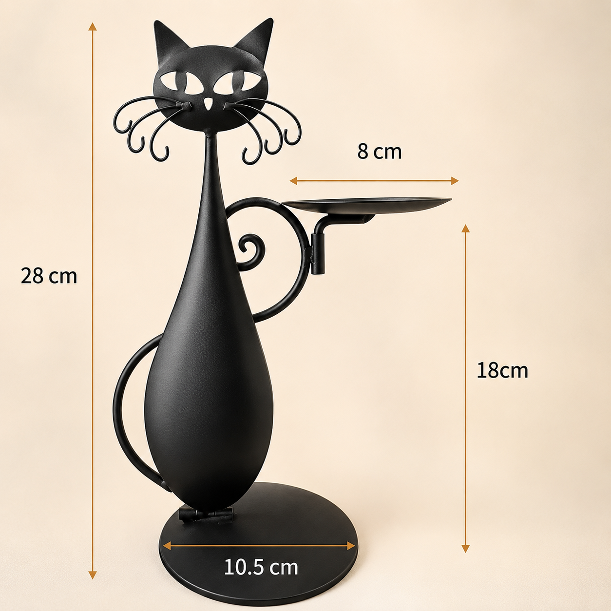 Black Cat Metal Candle Holder