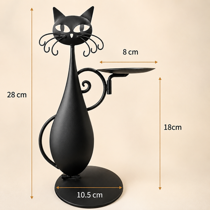 Black Cat Metal Candle Holder