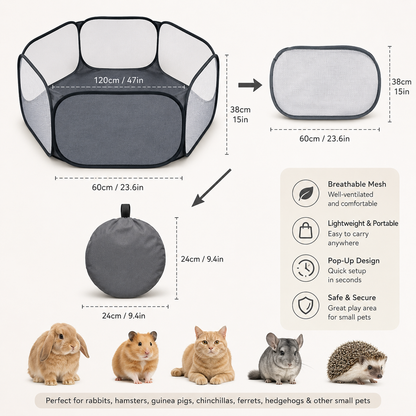 Portable Foldable Small Pet Playpen – Breathable Indoor & Outdoor Exercise Fence