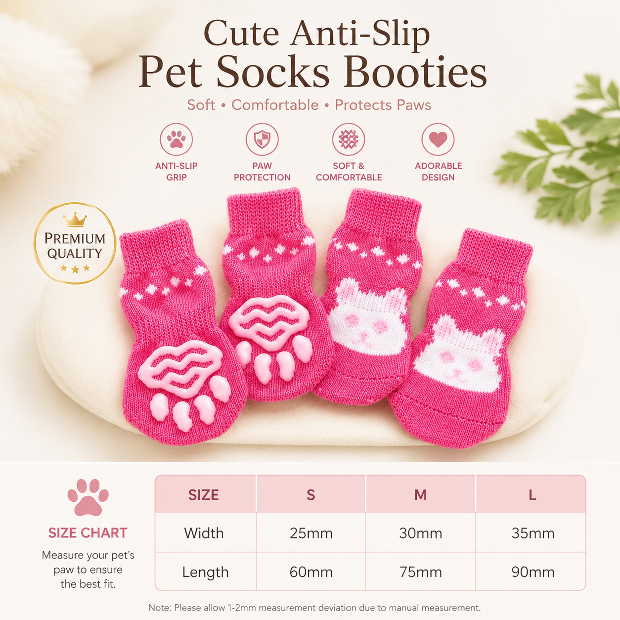Cute Anti-Slip Dog & Cat Socks Booties – Soft Paw Protection for Small Pets