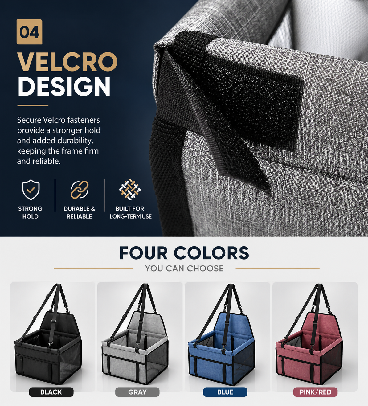 Portable Car Seat Pet Carrier Bed – Secure Travel Booster for Dogs & Cats