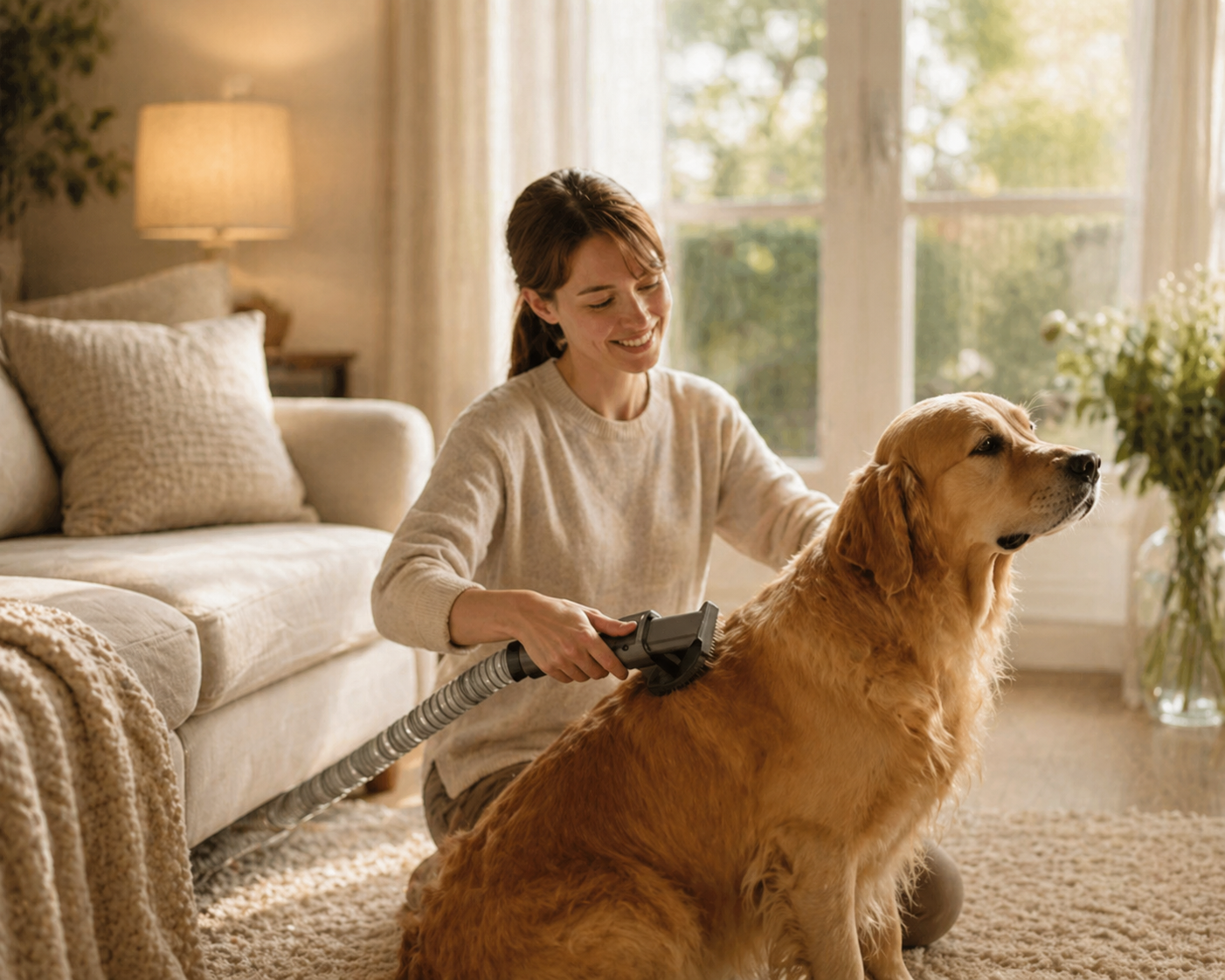 2-in-1 Pet Grooming Vacuum Attachment – Brush & Hair Removal
