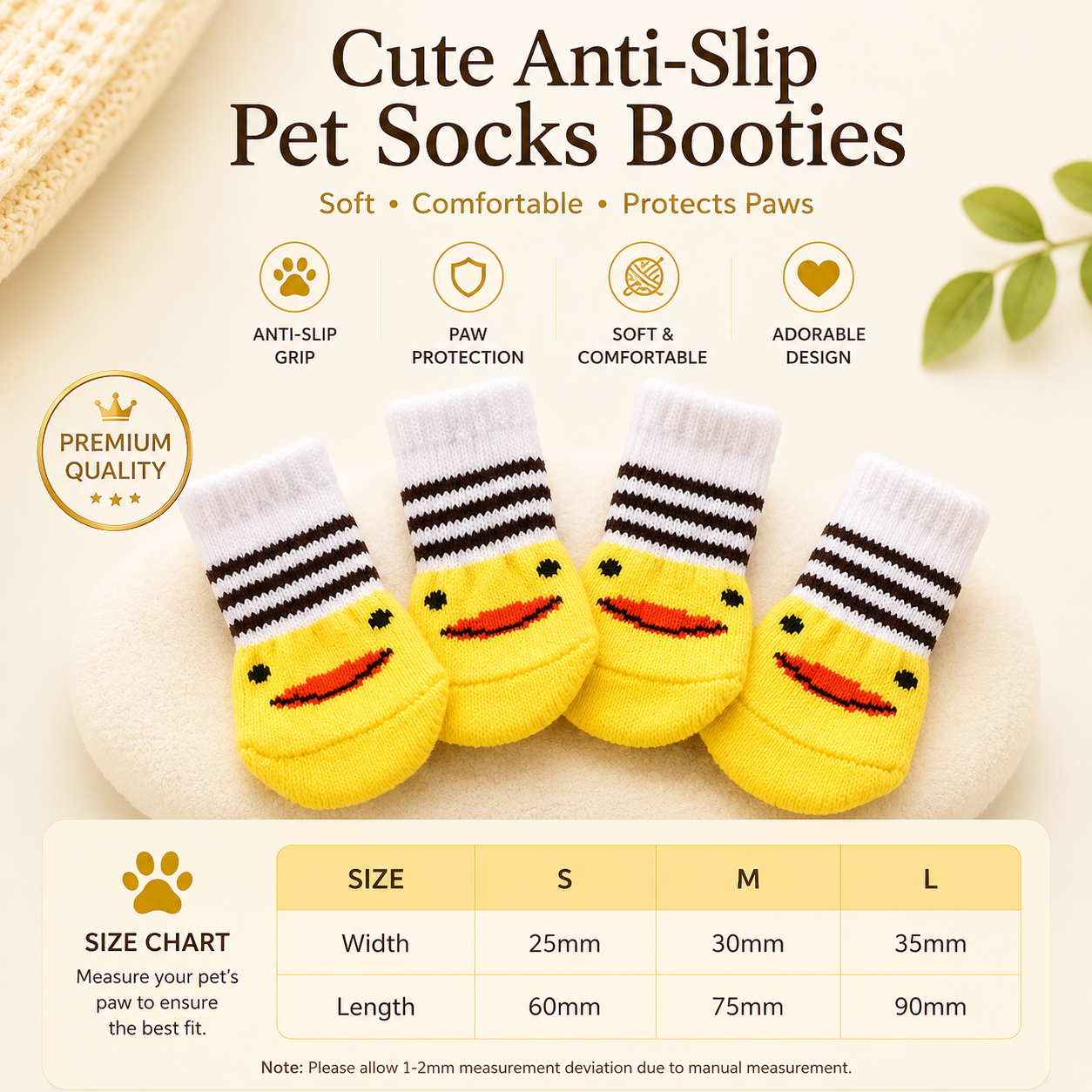 Cute Anti-Slip Dog & Cat Socks Booties – Soft Paw Protection for Small Pets