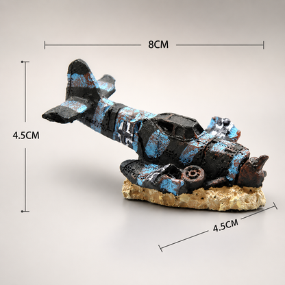 Mini Sunken Aircraft Aquarium Ornament