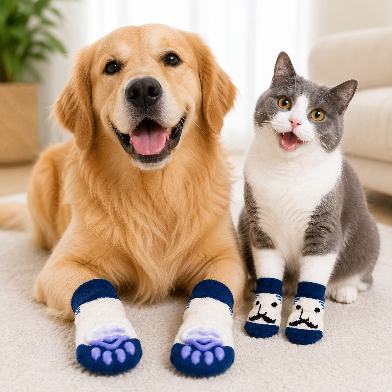 Cute Anti-Slip Dog & Cat Socks Booties – Soft Paw Protection for Small Pets