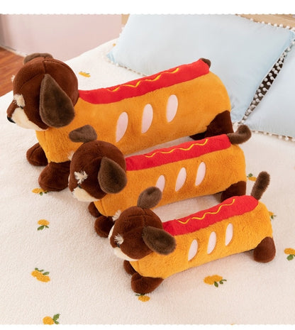 Cute Hot Dog Dachshund Plush Dog Toy – Soft Sausage Puppy Pillow Toy for Dachshund Lovers (40cm / 50cm / 70cm)