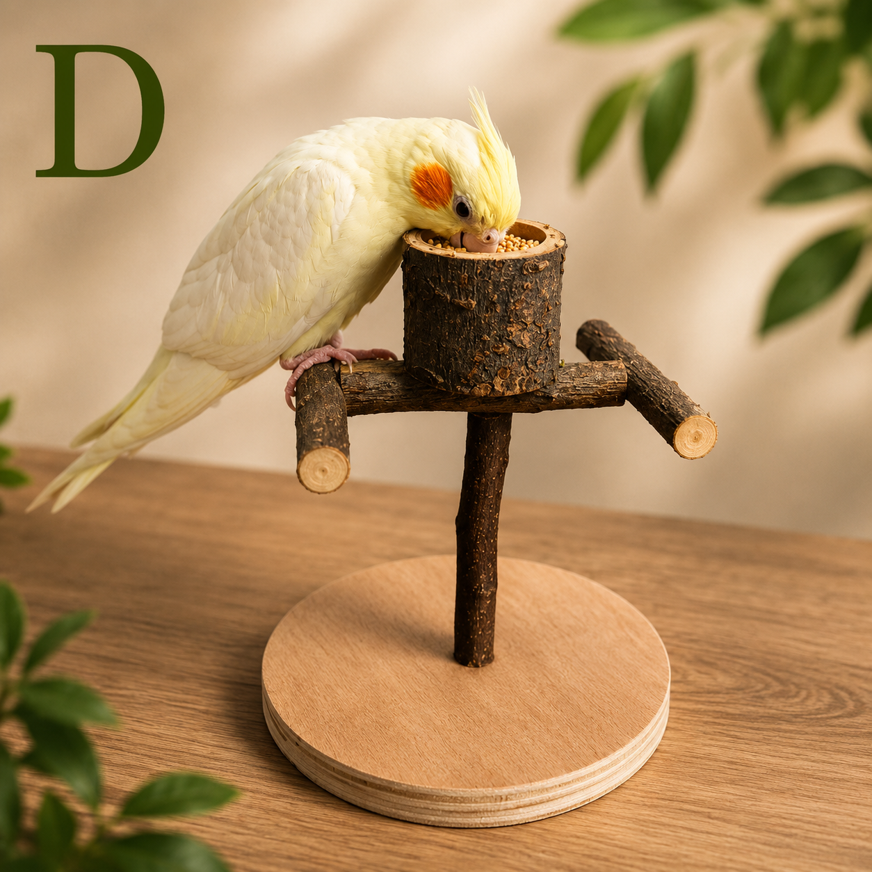 Natural Wood Bird Stand – Parrot Perch Playground (A–F Styles)