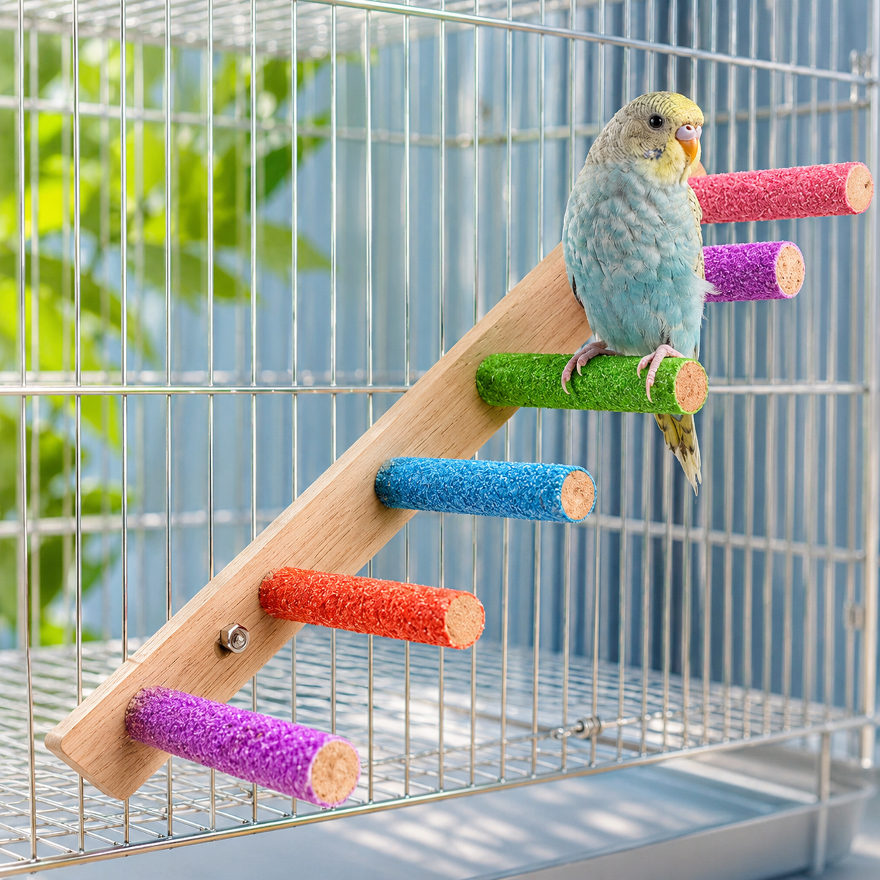 Colourful Bird Climbing Ladder with Grinding Perches
