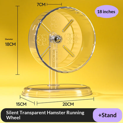 Transparent Hamster Running Wheel  – Ultra-Quiet Adjustable Exercise Wheel