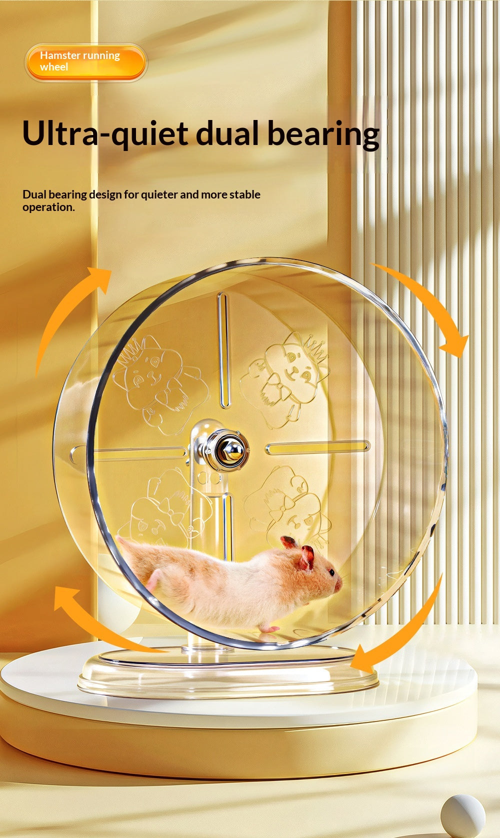 Transparent Hamster Running Wheel  – Ultra-Quiet Adjustable Exercise Wheel
