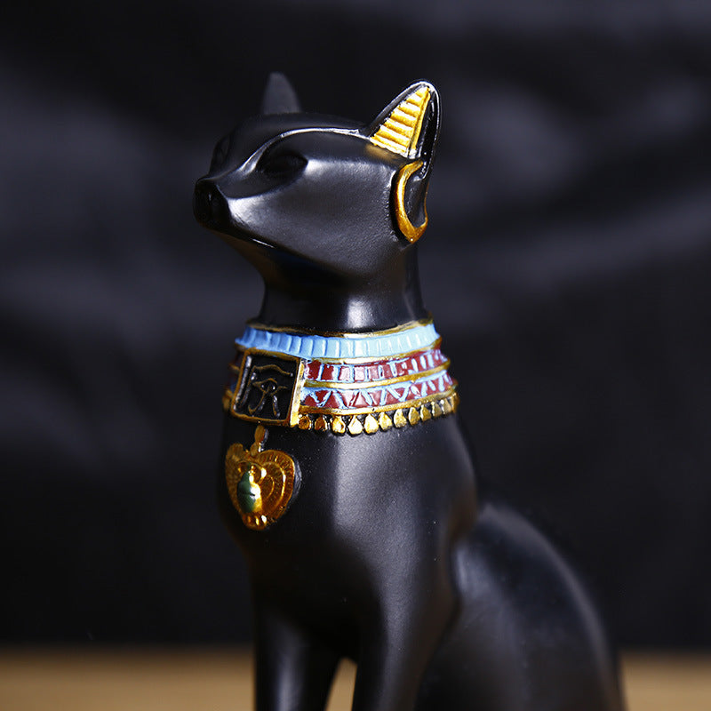 Exotic Egyptian Cat Candle Holder Statue