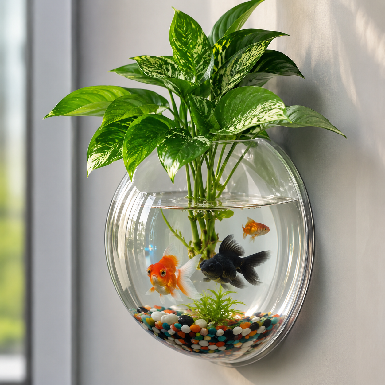 Wall-Mounted Hanging Fish Bowl – Acrylic Display Aquarium