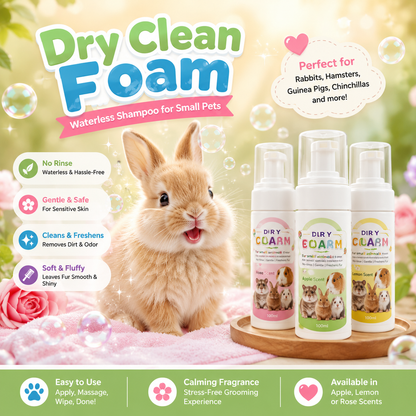 No-Rinse Small Pet Cleaning Foam for Rabbits, Hamsters & Chinchillas