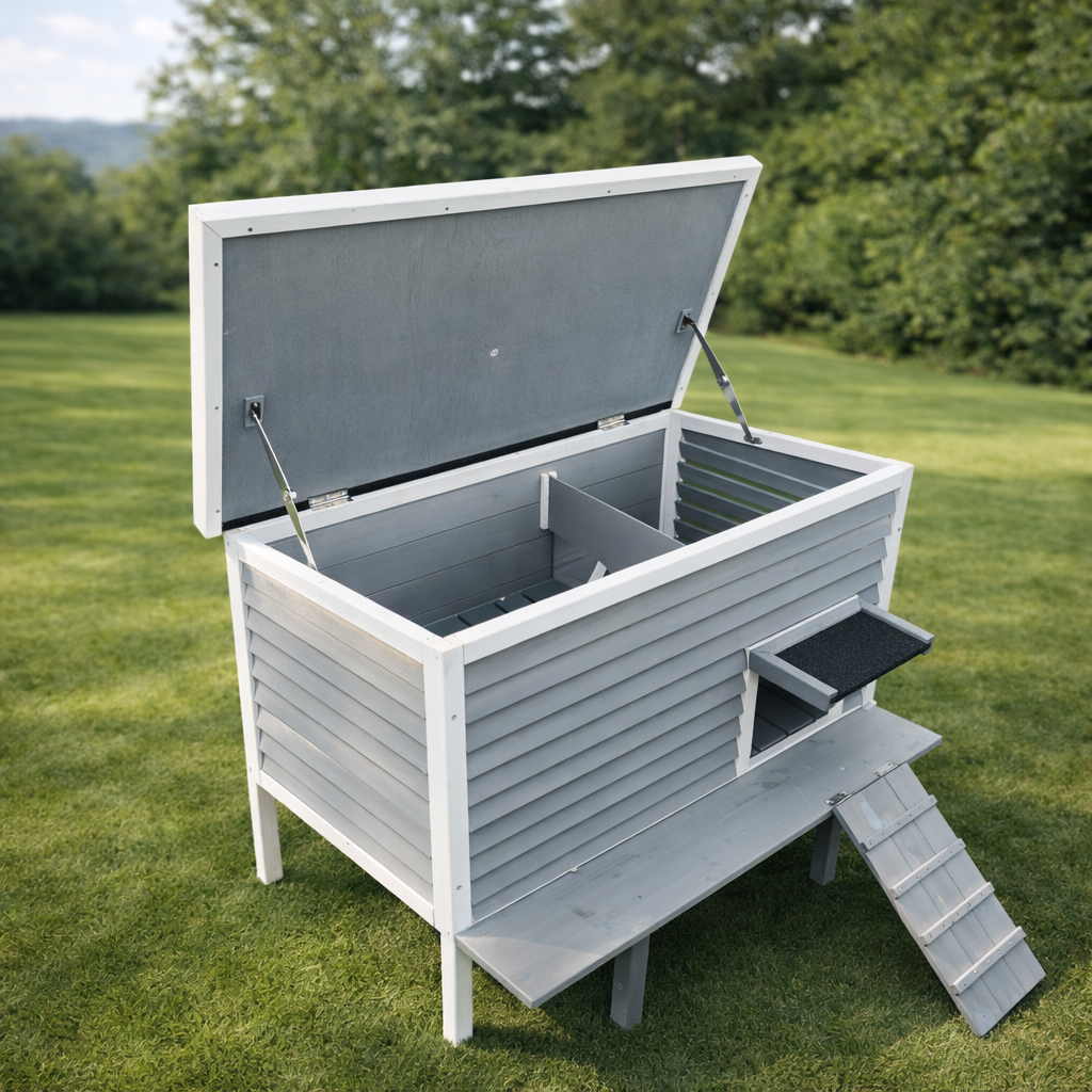 Outdoor Rabbit Hutch with Ramp / Bunny Bungalow