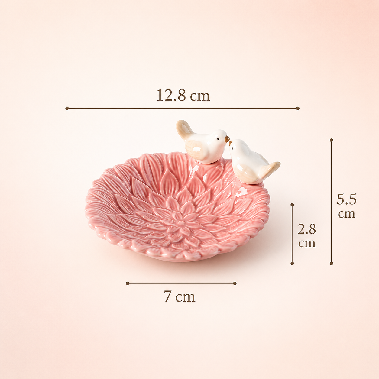Pink Bird Ceramic Trinket Tray