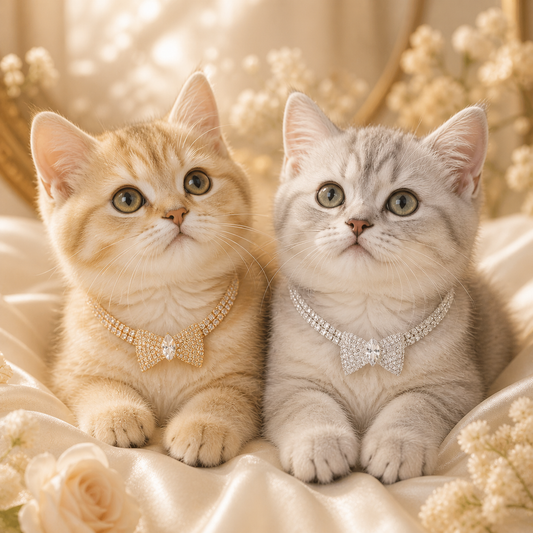 Crystal Bow Cat Collar – Frosted Luxury Bling Necklace for Cats